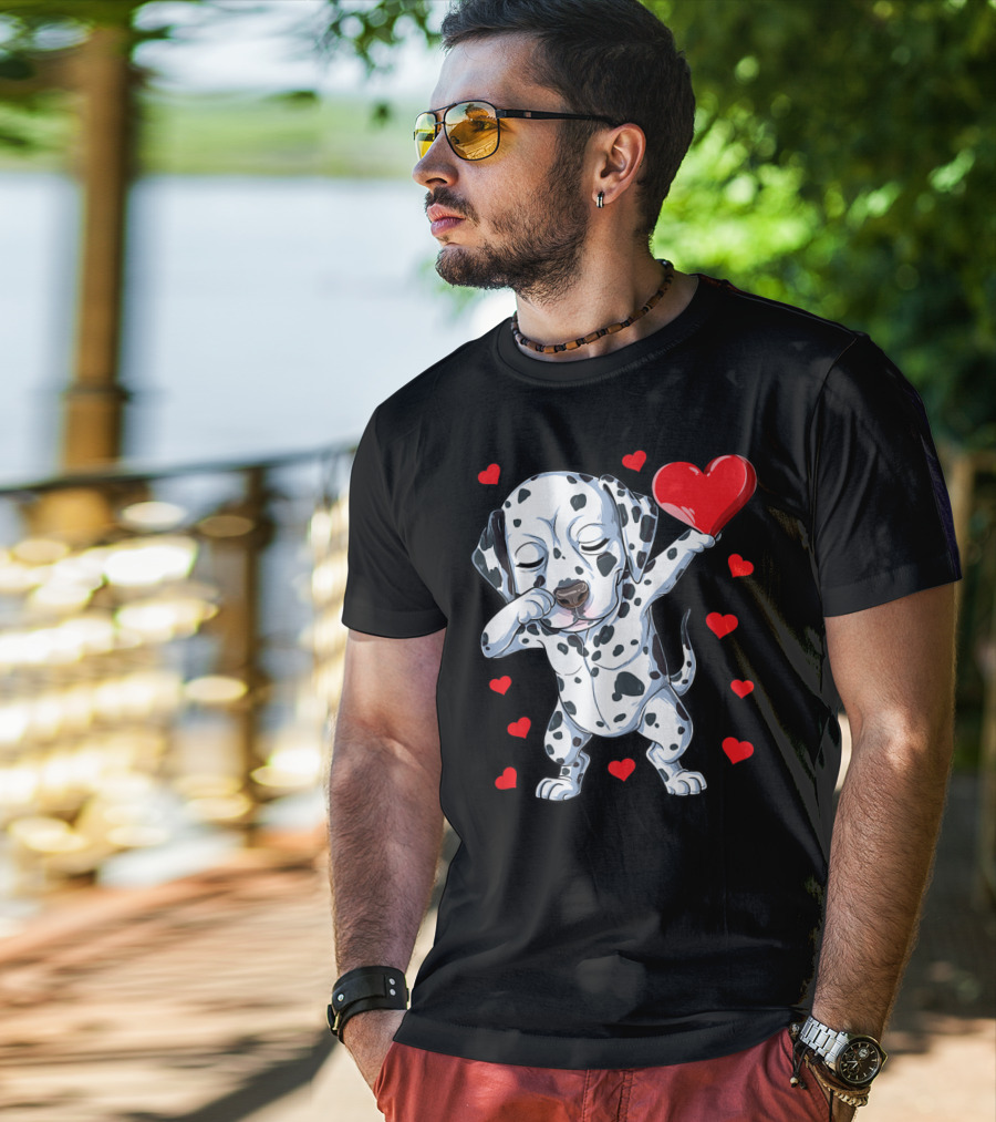 Dabbing Dalmatian Valentines Day Dog Lover Heart Boys1 T-Shirt