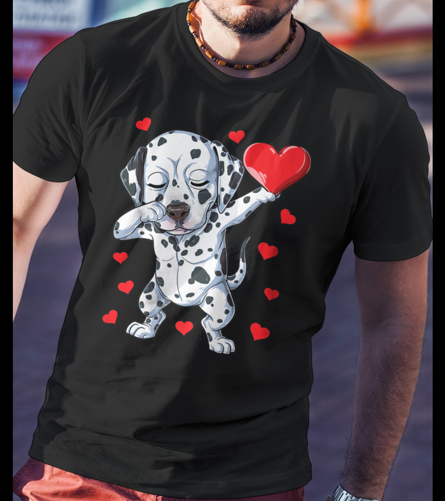 Dabbing Dalmatian Valentines Day Dog Lover Heart Boys1 T-Shirt