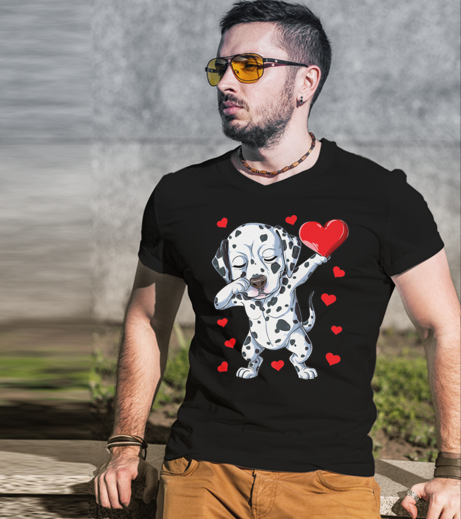 Dabbing Dalmatian Valentines Day Dog Lover Heart Boys1 T-Shirt