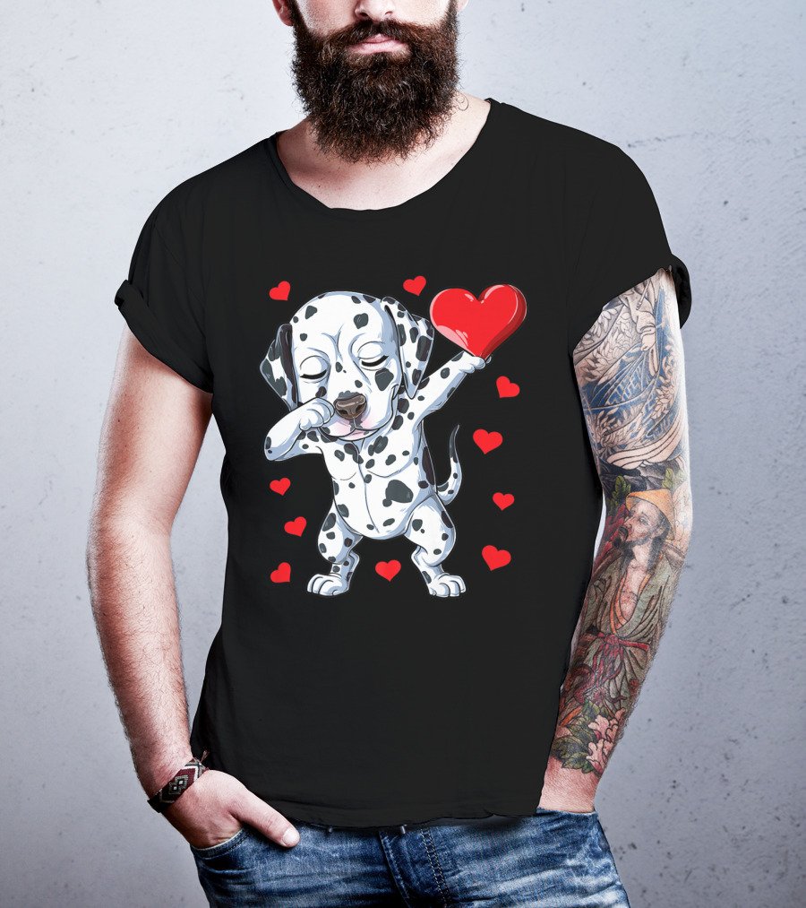 Dabbing Dalmatian Valentines Day Dog Lover Heart Boys1 T-Shirt