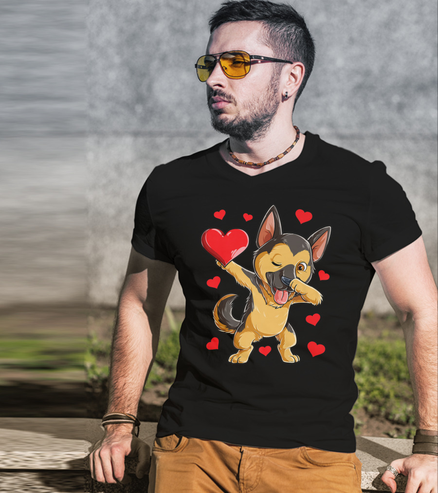 German Shepherd Dabbing Valentine Dog Heart Boys T-Shirt