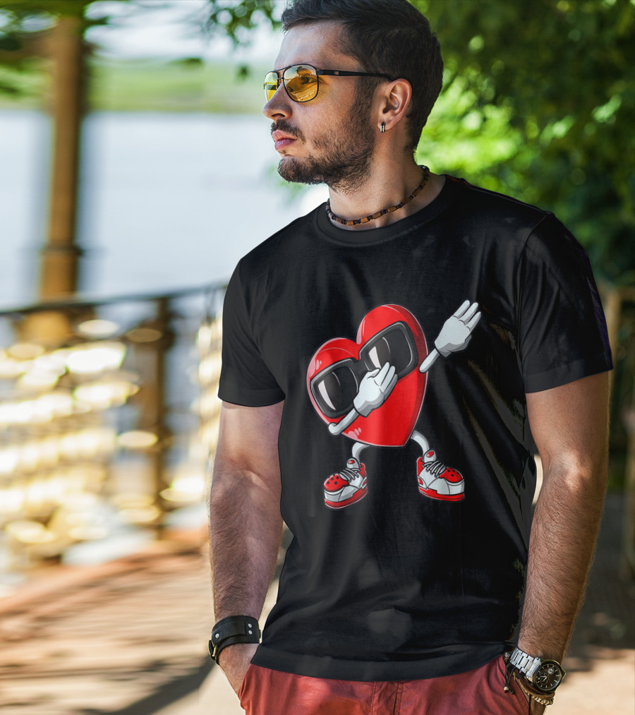 Dabbing Heart Valentines Day Love Funny19 Sunglasses Sneakers T-Shirt