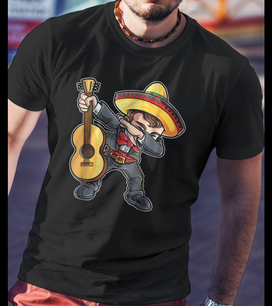 Dabbing Mariachi Guitar Cinco De Mayo Dab Men Kids Sombrero T-Shirt