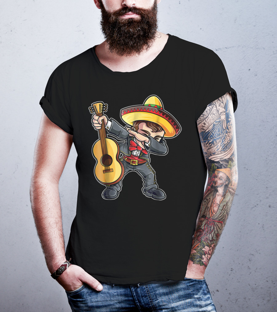 Dabbing Mariachi Guitar Cinco De Mayo Dab Men Kids Sombrero T-Shirt