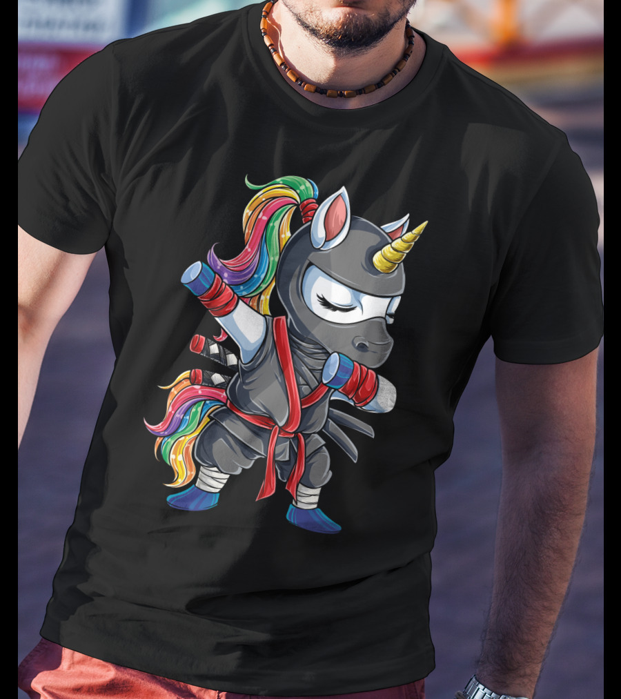Dabbing Ninja Unicorn Rainbow Martial Arts Women T-Shirt
