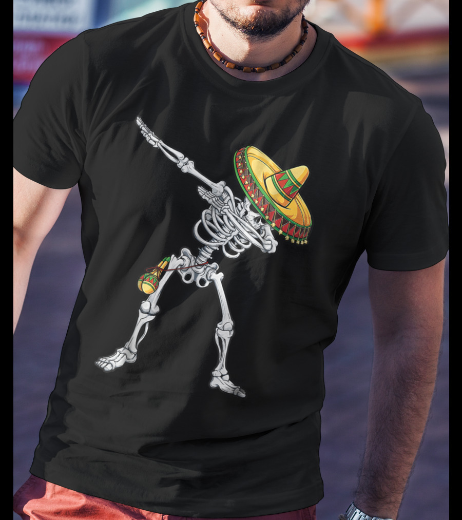 Skeleton Dabbing Sombrero Cinco De Mayo T-Shirt