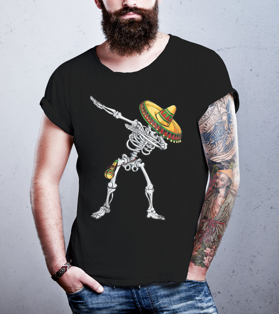 Skeleton Dabbing Sombrero Cinco De Mayo T-Shirt