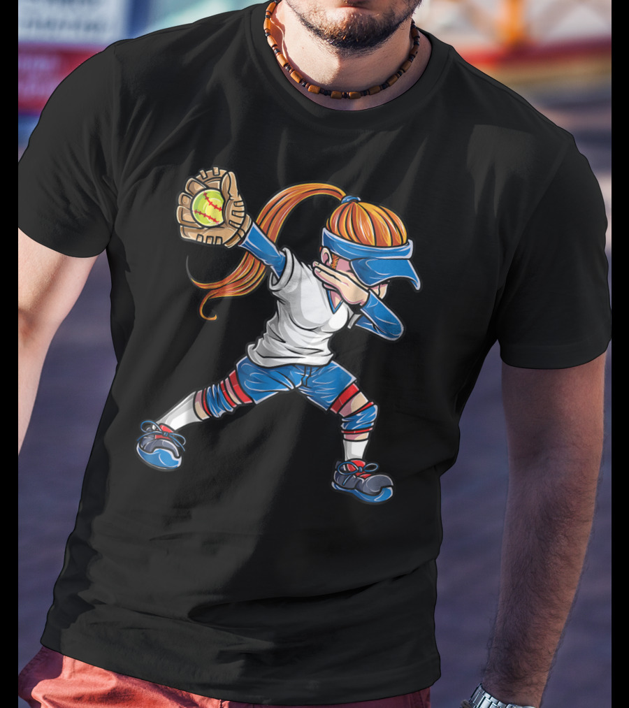 Dabbing Softball Girl Catcher Pitcher Women Dab T-Shirt