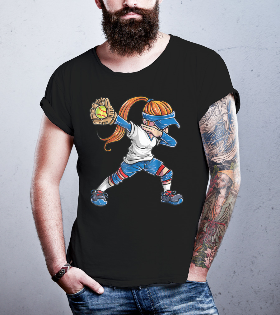 Dabbing Softball Girl Catcher Pitcher Women Dab T-Shirt