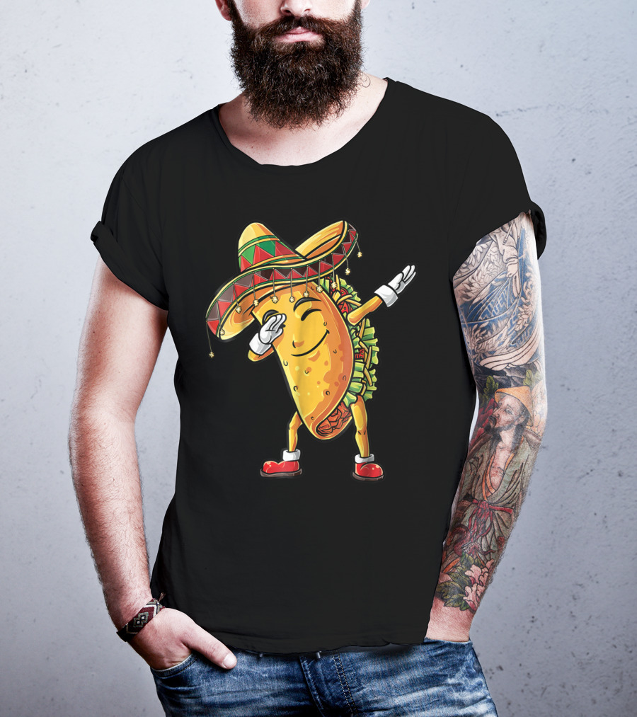 Dabbing Taco Sombrero Cinco De Mayo Kids Boys Girls Fun T-Shirt