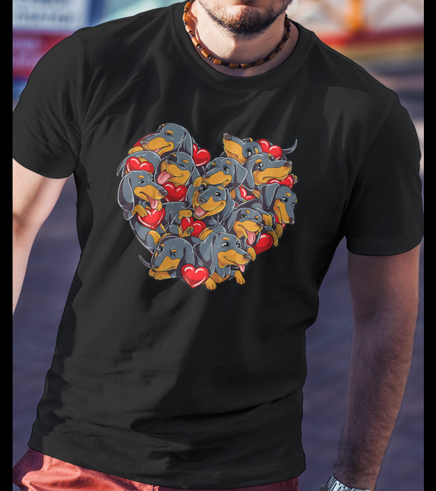 Heart Of Dachshund Valentine Sausage Dog Lover Boys15 T-Shirt