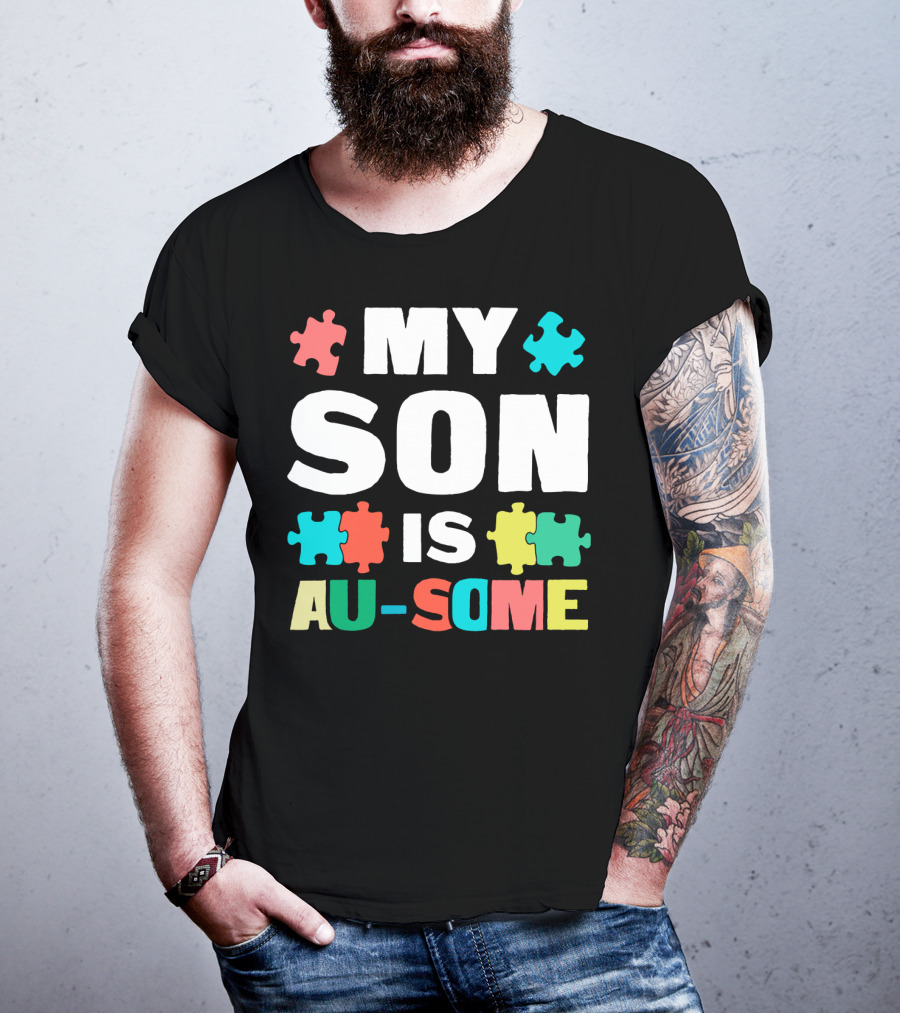 My Son Is Au-Some Autism Puzzle Pieces T-Shirt
