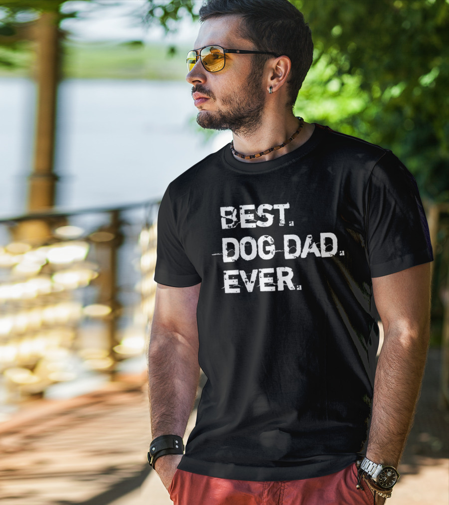 Best Dog Dad Ever Distressed Grey Cute Dog T-Shirt
