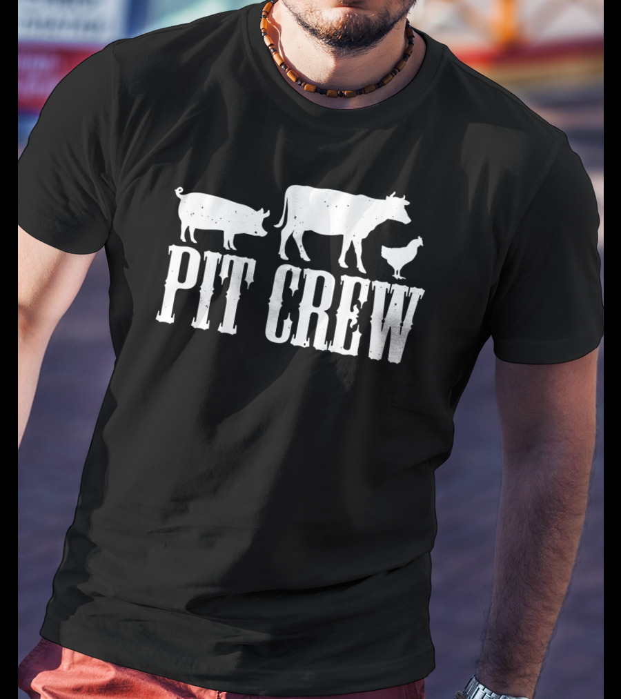Funny BBQ Smoker Father Dad Grill Pit Crew Back Print43 T-Shirt