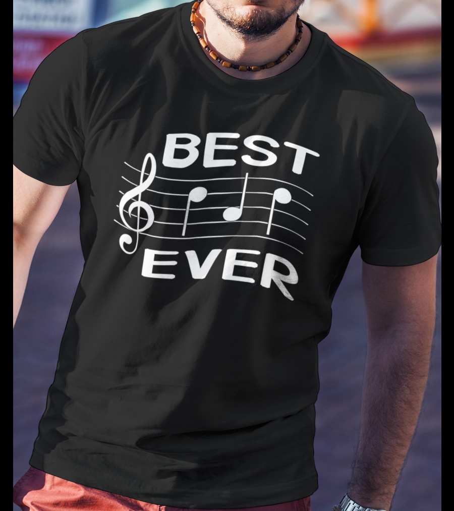 Funny Best Dad Ever Music Notes T-Shirt