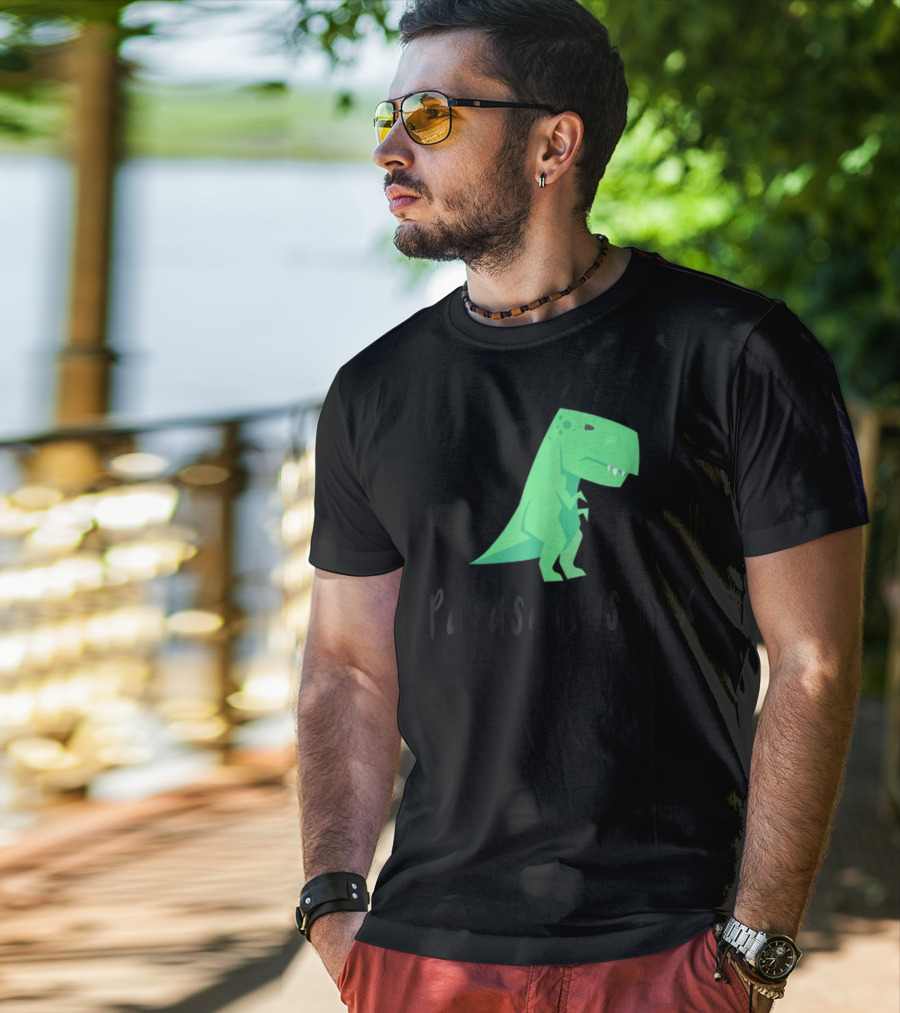 Papasaurus Rex Cute Dinosaur Dad Funny T-Shirt