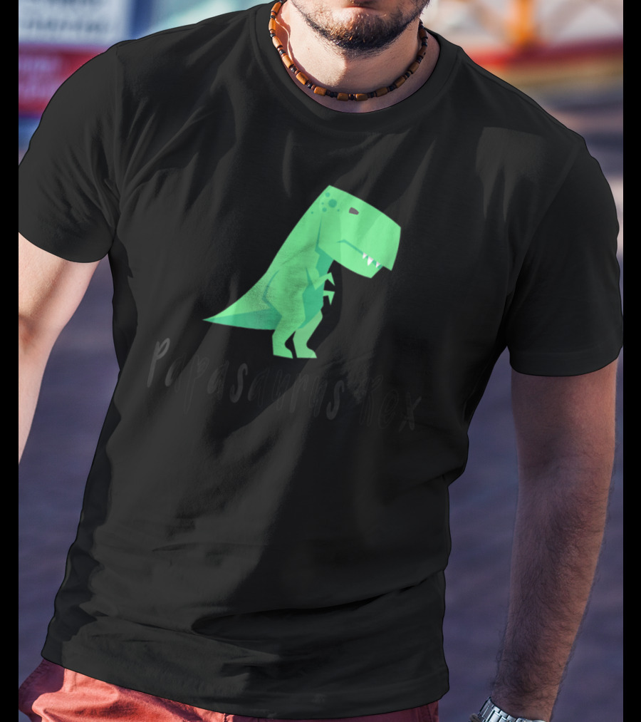 Papasaurus Rex Cute Dinosaur Dad Funny T-Shirt