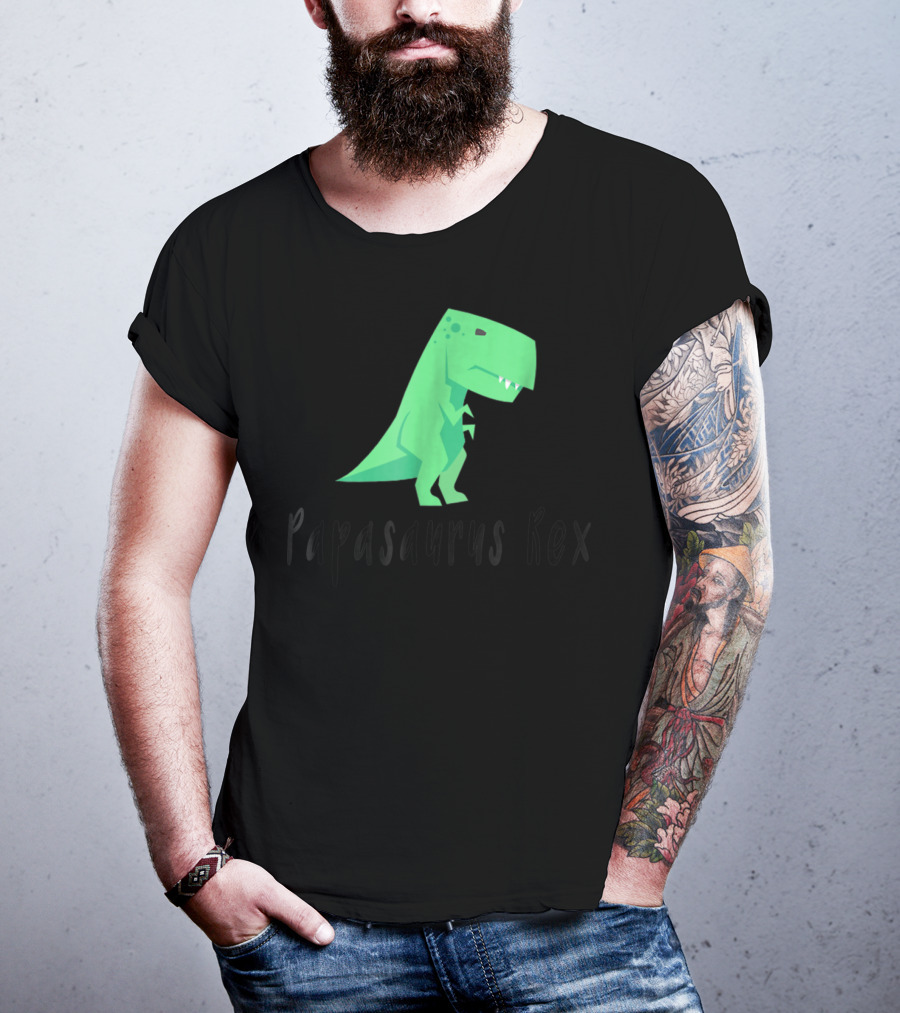 Papasaurus Rex Cute Dinosaur Dad Funny T-Shirt