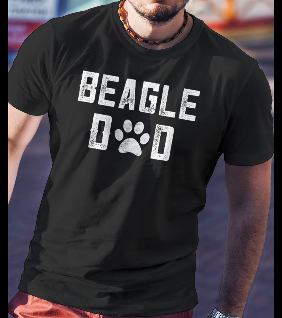 Beagle Dad Paw Print Dog Lover Mens Funny Beagle Dad T-Shirt