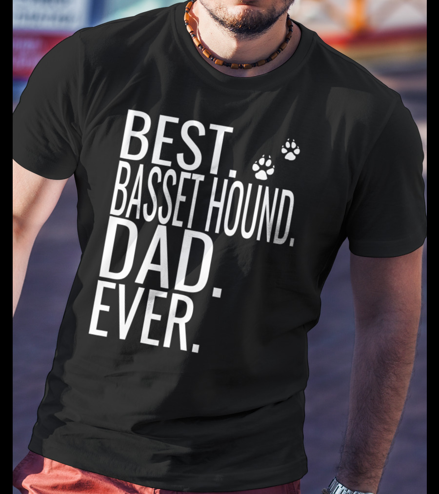 Best Basset Hound Dad Ever Mens Dog Paw Prints T-Shirt