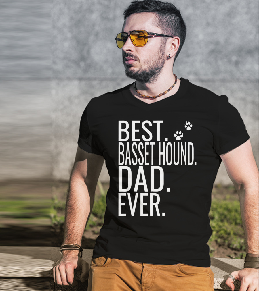 Best Basset Hound Dad Ever Mens Dog Paw Prints T-Shirt
