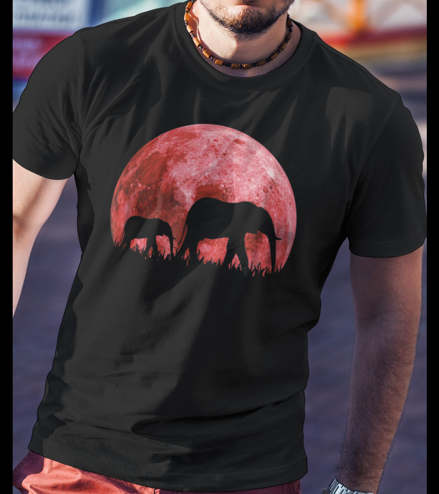 Africa Elephant Moon Safari Animal Map Dad Te42 T-Shirt