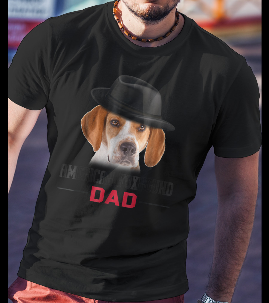 American Foxhound Dad With Stylish Hat Dog Lovers T-Shirt