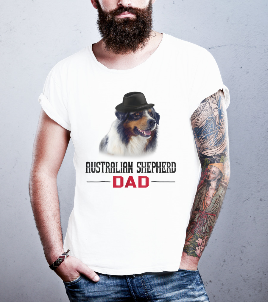 Australian Shepherd Dad Dog Lovers Hat Wearing Shepherd T-Shirt