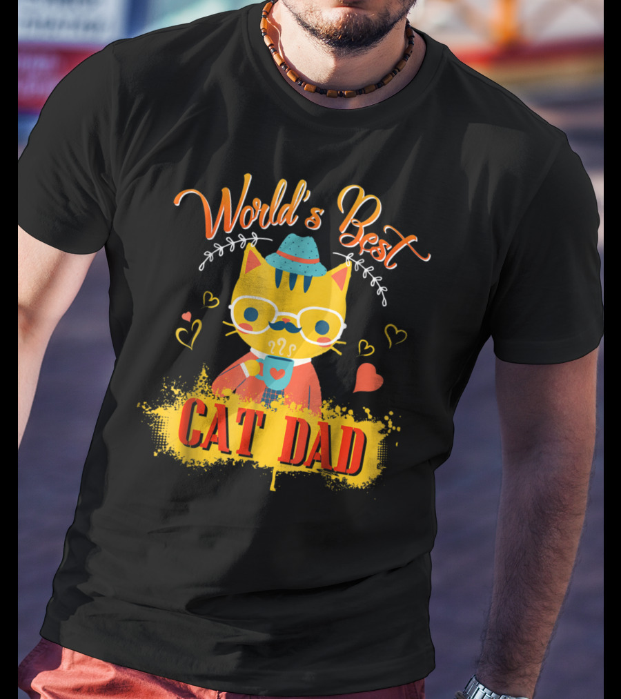 World's Best Cat Dad Cat Lover Funny Best Cat Dad T-Shirt