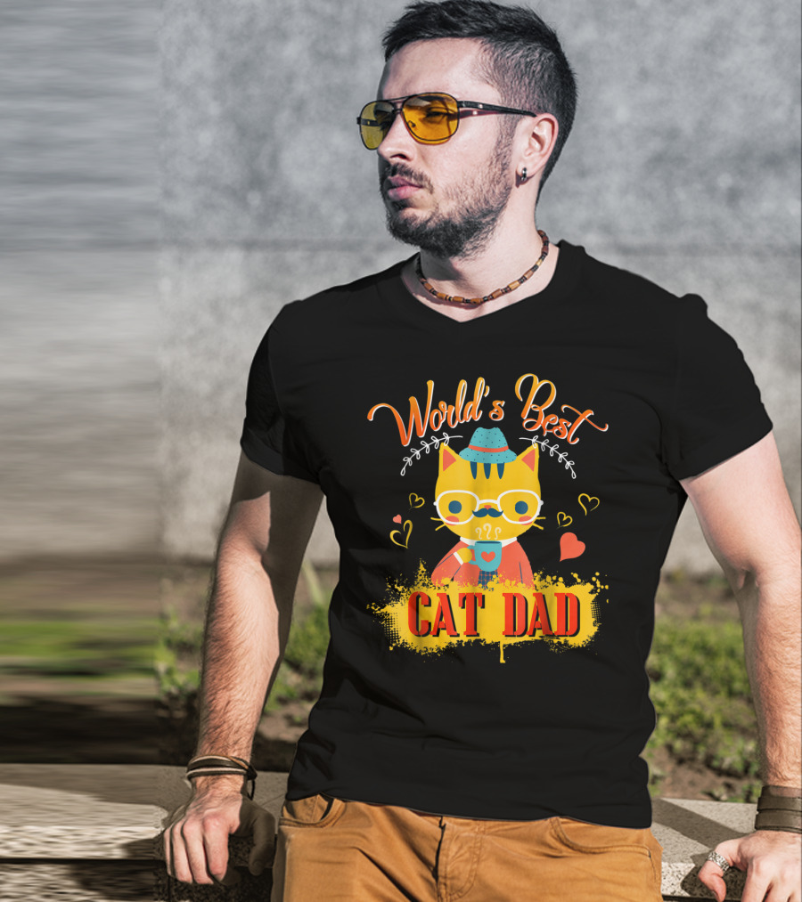 World's Best Cat Dad Cat Lover Funny Best Cat Dad T-Shirt