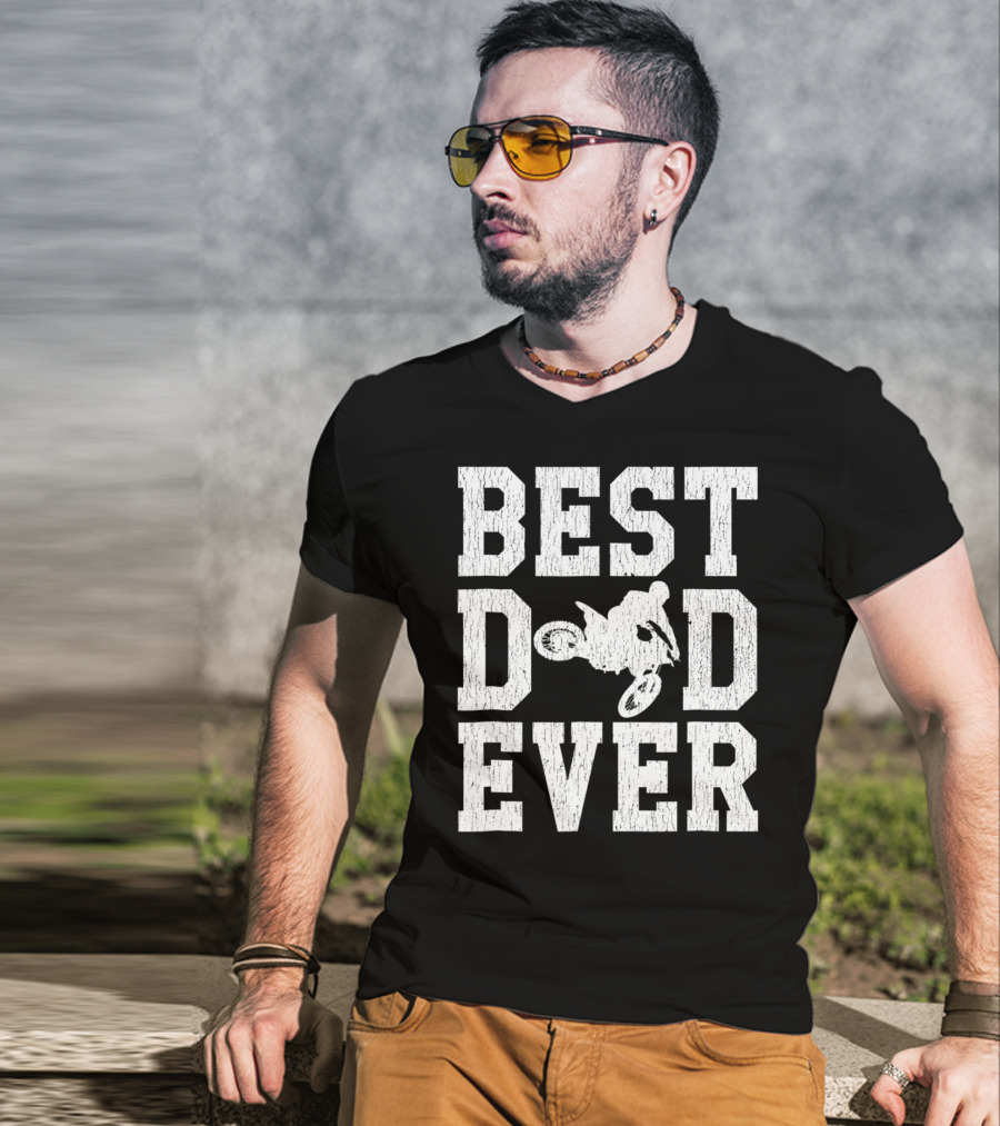 Best Dad Ever Motocross Rider Moto T-Shirt