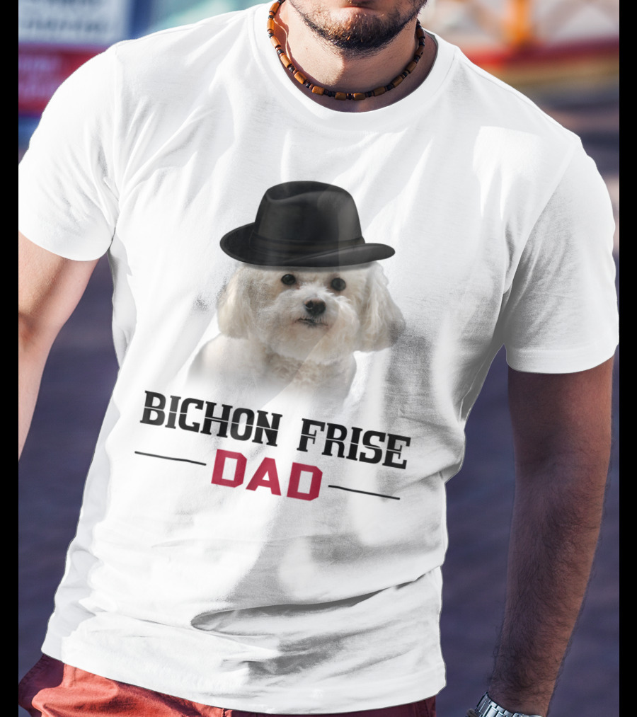 Bichon Frise Dad Puppy Wearing Fedora T-Shirt
