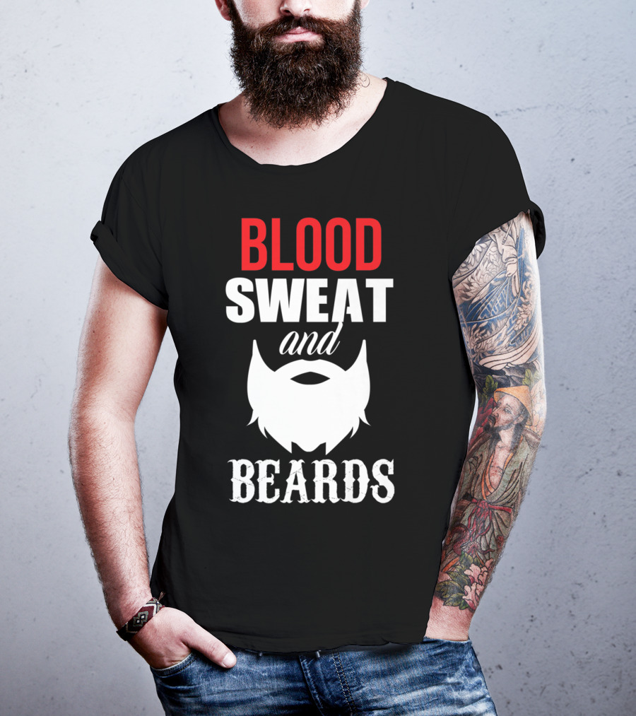 Blood Sweat And Beards For Bearded Dad Men T-Shirt