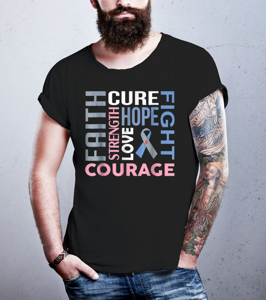 Faith Hope Cure Fight Strength Love Courage Diabetes Type 1 Dad Mom86 T-Shirt