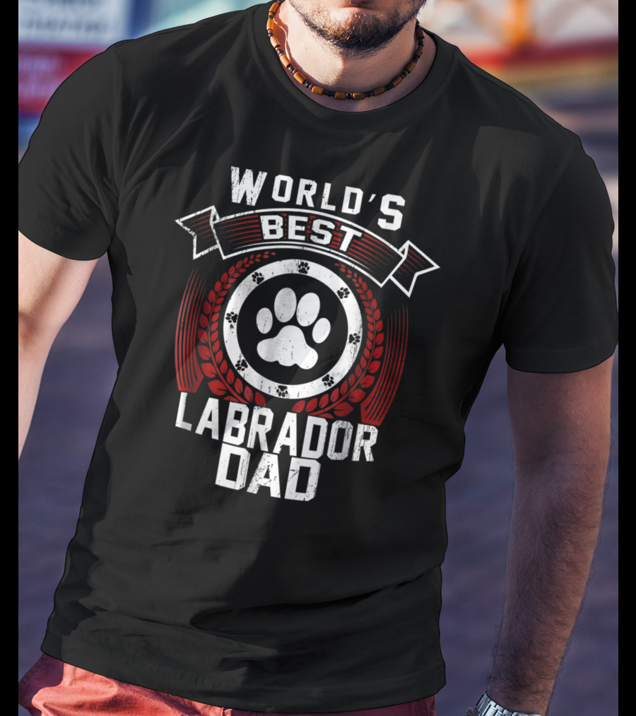 World's Best Labrador Dad Dog Lover Paw Prints T-Shirt