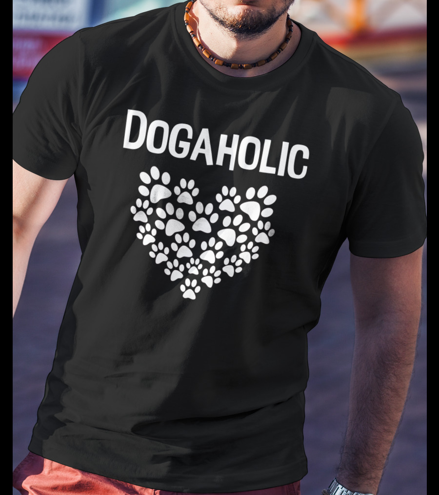 Dogaholic Heart Paw Print Dog Lover Moms Dads 17 T-Shirt