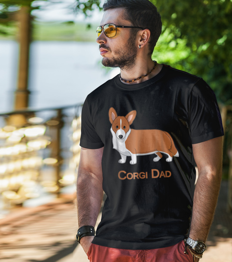Corgi Dad Red Cardigan Welsh Dog Lovers 76 T-Shirt