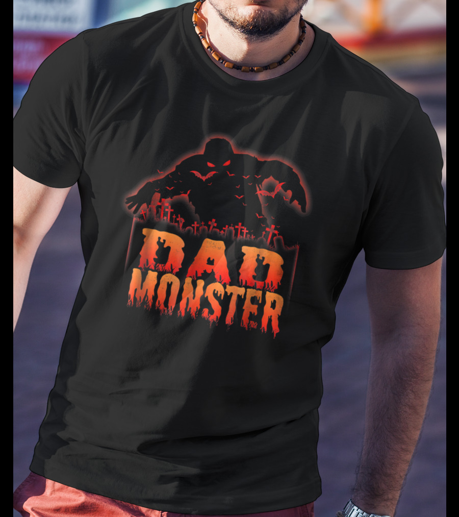 Dad Monster Halloween Graveyard Silhouette Spooky 98 T-Shirt