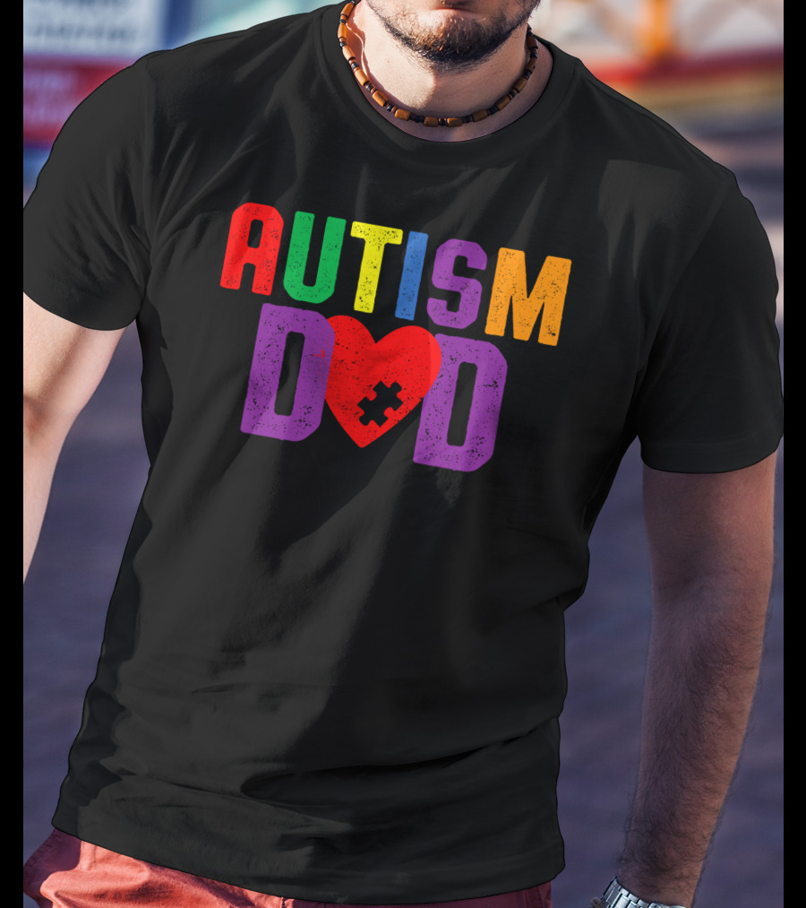 Autism Dad Heart Puzzle Piece Awareness 94 T-Shirt