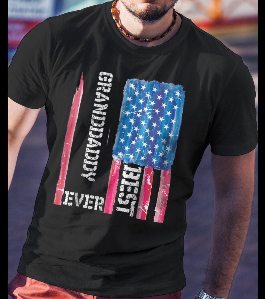 Grandaddy Best Ever Distressed American Flag T-Shirt