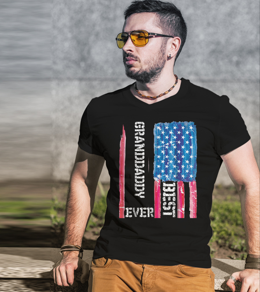 Grandaddy Best Ever Distressed American Flag T-Shirt