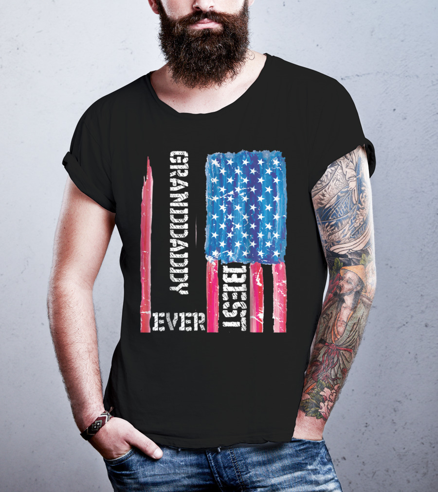 Grandaddy Best Ever Distressed American Flag T-Shirt