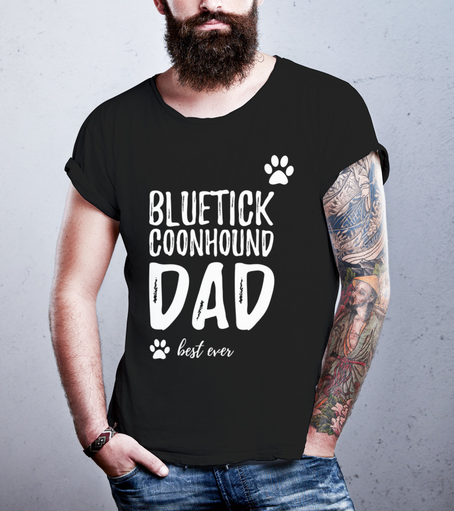 Bluetick Coonhound Dad Best Ever Dog Lover Paw Prints T-Shirt