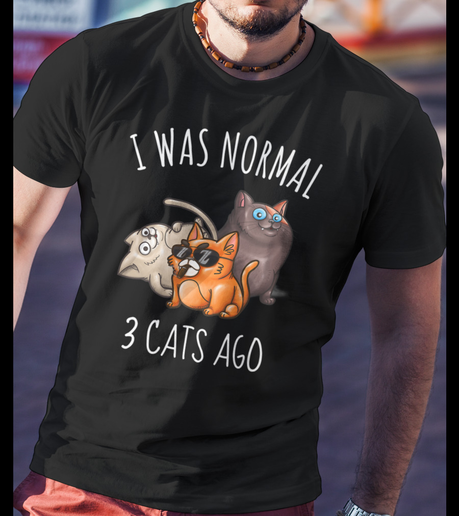 I Was Normal 3 Cats Ago Funny Cat Lady Cattitude T-Shirt