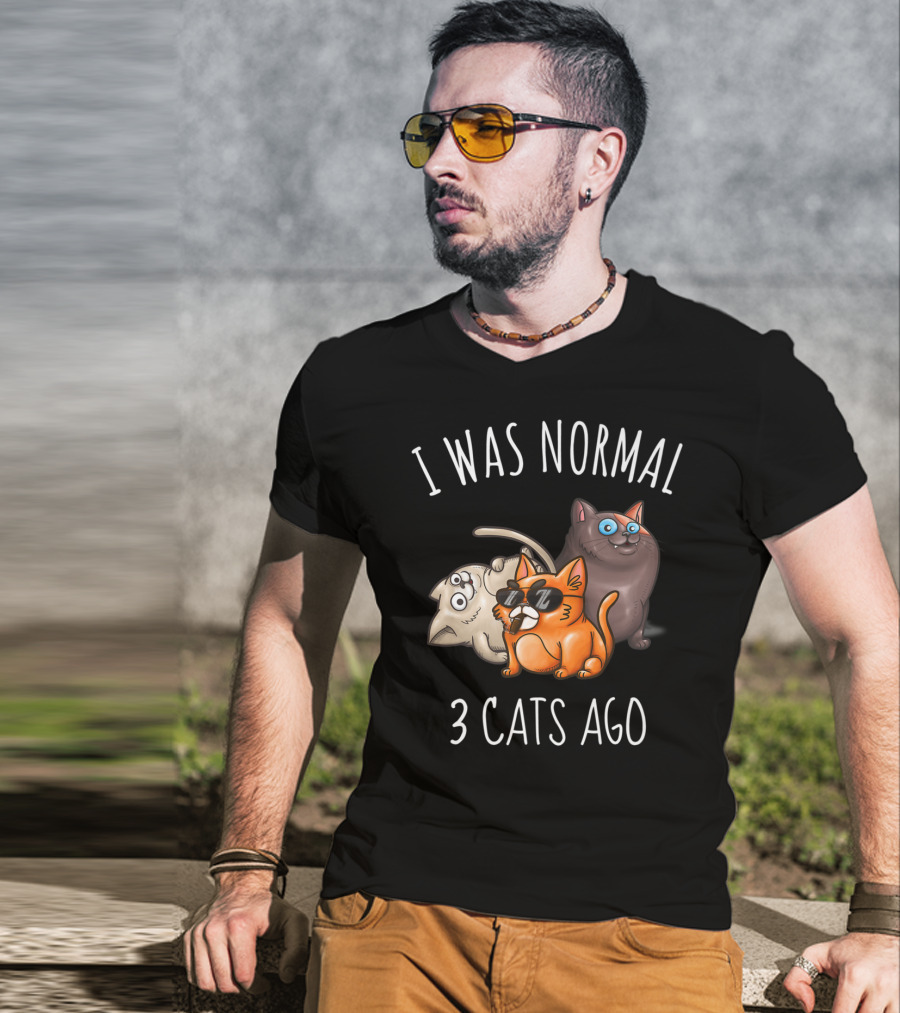 I Was Normal 3 Cats Ago Funny Cat Lady Cattitude T-Shirt