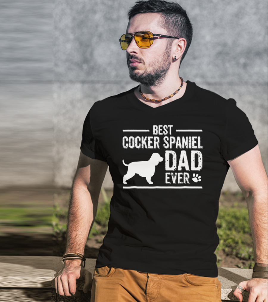 Best Cocker Spaniel Dad Ever Dog Paw T-Shirt