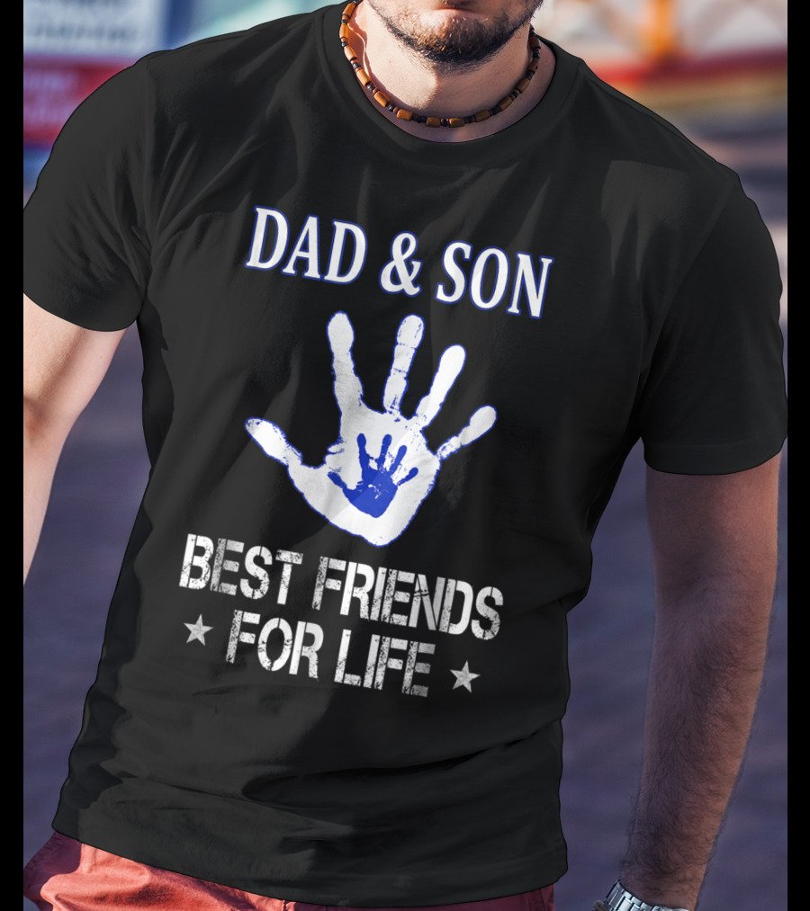 Dad And Son Best Friends For Life Handprint T-Shirt
