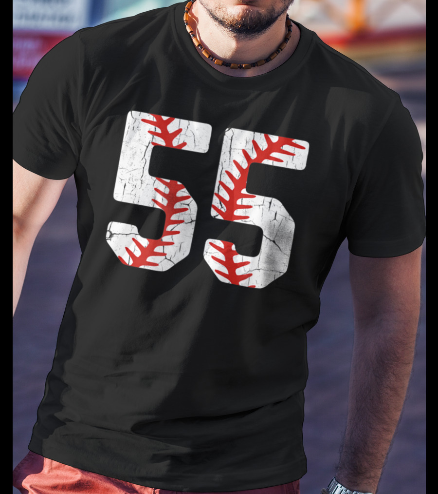 Baseball Player Jersey Number 55 Proud Baseball MOM DAD38 T-Shirt