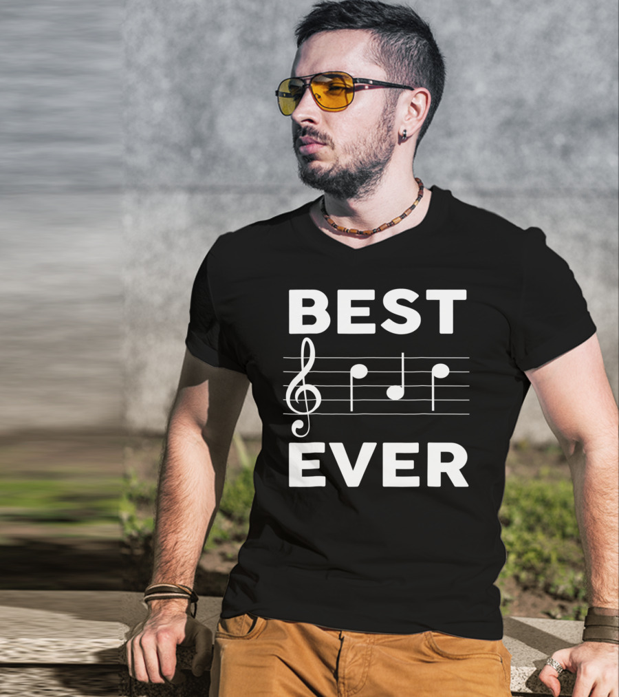 Best Music Dad Ever Best Ever Musician Piano Guitar Player T-Shirt