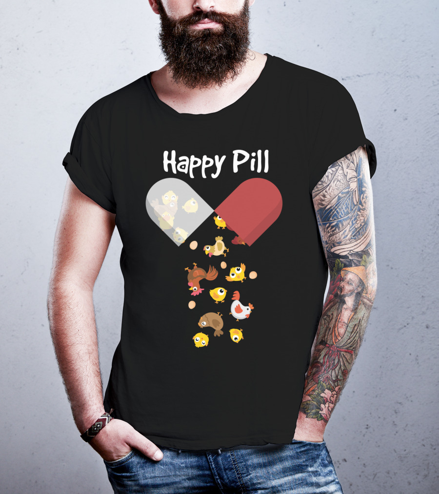 Happy Pill Chickens Capsule Fun T-Shirt